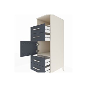 Kronos Dolap 2 Raflı 4 Çekmeceli Tek Kapaklı 44x59x134 Aytaşı-antrasit