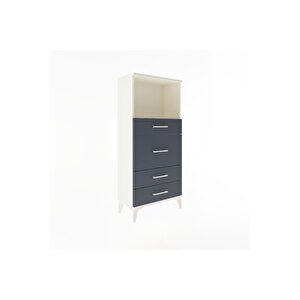 Arges Dolap Tek Raflı 4 Çekmeceli 60x30x134 Aytaşı-antrasit