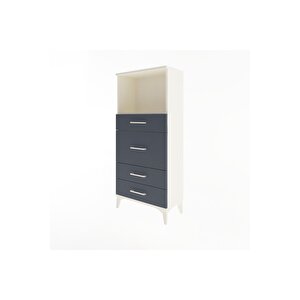 Arges Dolap Tek Raflı 4 Çekmeceli 60x30x134 Aytaşı-antrasit