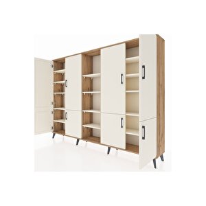 Arges Dolap 14 Raflı 8 Kapaklı 220x30x163 Çam-aytaşı