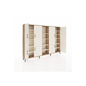 Arges Dolap 14 Raflı 8 Kapaklı 220x30x163 Çam-aytaşı