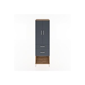 Hyperion Dolap 3 Raflı 2 Çekmeceli 2 Kapaklı 60x44x195 Çam-antrasit
