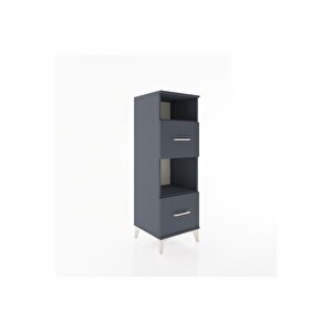 Hyperion Dolap 2 Raflı 2 Çekmeceli 44x44x134 Antrasit-antrasit