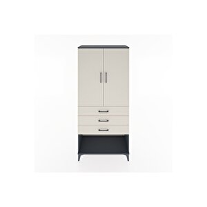 Hyperion Dolap Tek Raflı 3 Çekmeceli Tek Askılı 88x44x195 Antrasit-aytaşı