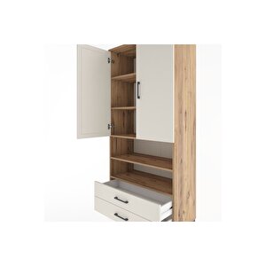 Hyperion Dolap 5 Raflı 2 Çekmeceli 2 Kapaklı 88x44x195 Çam-aytaşı