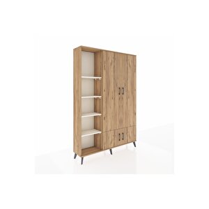 Arges Dolap 6 Raflı 4 Kapaklı Tek Askılı 132x30x195 Çam-çam/aytaşı