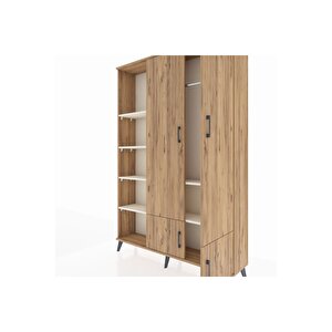 Arges Dolap 6 Raflı 4 Kapaklı Tek Askılı 132x30x195 Çam-çam/aytaşı