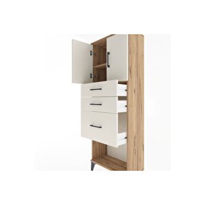 Arges Dolap 2 Raflı 3 Çekmeceli 2 Kapaklı 60x30x163 Çam-aytaşı