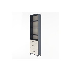 Arges Dolap 4 Raflı 3 Çekmeceli 60x30x243 Antrasit-aytaşı