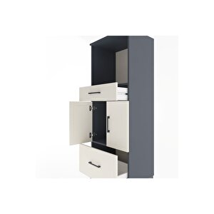 Hyperion Dolap 2 Raflı 2 Çekmeceli 2 Kapaklı 60x44x163 Antrasit-aytaşı