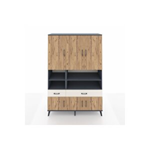 Hyperion Dolap 8 Raflı 2 Çekmeceli 6 Kapaklı 132x44x195 Antrasit-çam/aytaşı