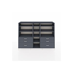Hyperion Dolap 10 Raflı 6 Çekmeceli  220x44x163 Antrasit-antrasit