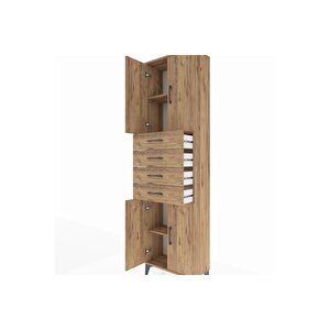 Arges Dolap 3 Raflı 4 Çekmeceli 4 Kapaklı 60x30x221 Çam-çam