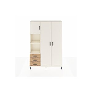 Arges Dolap 6 Raflı 3 Çekmeceli Tek Askılı 132x30x195 Aytaşı-aytaşı/çam