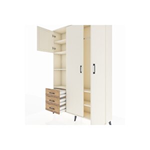 Arges Dolap 6 Raflı 3 Çekmeceli Tek Askılı 132x30x195 Aytaşı-aytaşı/çam