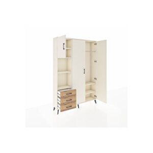 Arges Dolap 6 Raflı 3 Çekmeceli Tek Askılı 132x30x195 Aytaşı-aytaşı/çam