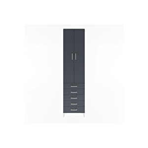 Arges Dolap 4 Raflı 5 Çekmeceli 2 Kapaklı 60x30x243 Antrasit-antrasit