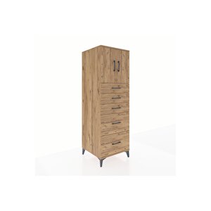 Kronos Dolap Tek Raflı 5 Çekmeceli 2 Kapaklı 60x59x182 Çam-çam