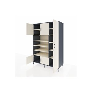 Kronos Dolap 11 Raflı 5 Kapaklı 132x59x195 Antrasit-aytaşı/aytaşı