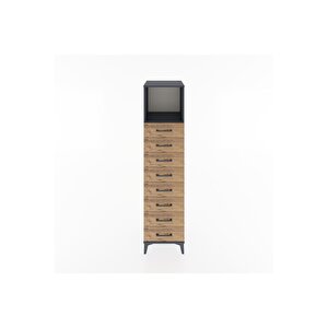 Hyperion Dolap Tek Raflı 8 Çekmeceli 44x44x182 Antrasit-çam