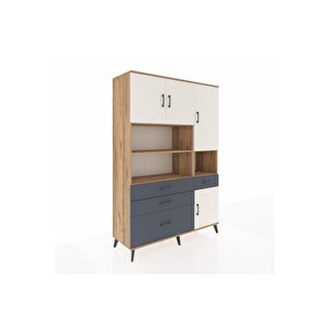 Hyperion Dolap 9 Raflı 4 Çekmeceli 4 Kapaklı 132x44x195 Çam-aytaşı/antrasit