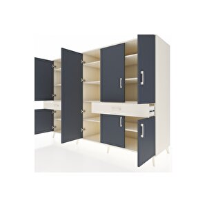 Kronos Dolap 12 Raflı 2 Çekmeceli 8 Kapaklı 220x59x163 Aytaşı-antrasit/aytaşı