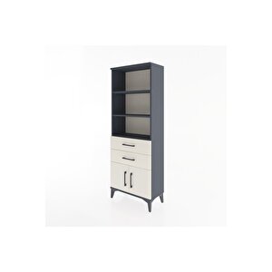 Arges Dolap 3 Raflı 2 Çekmeceli 2 Kapaklı 60x30x163 Antrasit-aytaşı