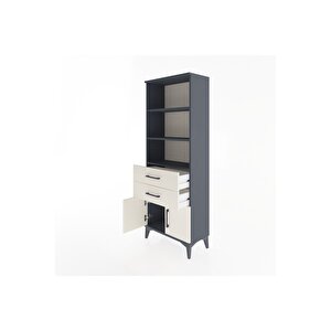 Arges Dolap 3 Raflı 2 Çekmeceli 2 Kapaklı 60x30x163 Antrasit-aytaşı