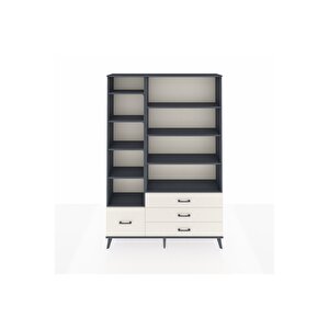 Arges Dolap 9 Raflı 4 Çekmeceli  132x30x195 Antrasit-antrasit/aytaşı