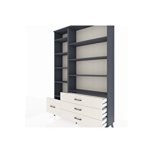 Arges Dolap 9 Raflı 4 Çekmeceli  132x30x195 Antrasit-antrasit/aytaşı