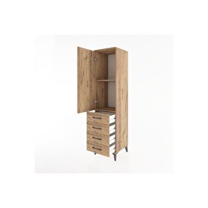 Hyperion Dolap 2 Raflı 4 Çekmeceli Tek Kapaklı 44x44x182 Çam-çam