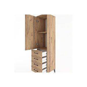 Hyperion Dolap 2 Raflı 4 Çekmeceli Tek Kapaklı 44x44x182 Çam-çam