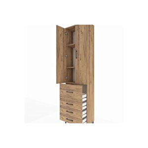 Arges Dolap 3 Raflı 4 Çekmeceli 2 Kapaklı 60x30x221 Çam-çam