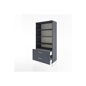 Hyperion Dolap 4 Raflı 2 Çekmeceli 88x44x182 Antrasit-antrasit