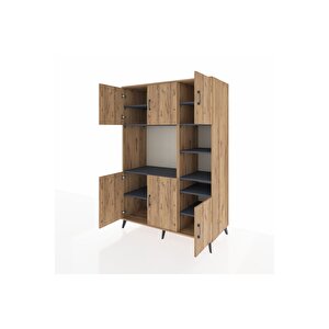 Kronos Dolap 10 Raflı 6 Kapaklı 132x59x195 Çam-çam/antrasit