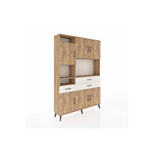 Arges Dolap 9 Raflı 3 Çekmeceli 6 Kapaklı 132x30x195 Çam-çam/aytaşı