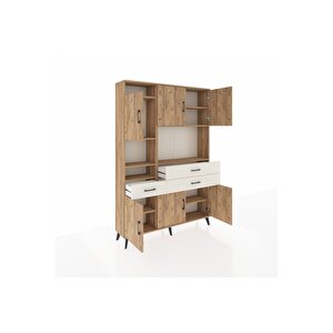 Arges Dolap 9 Raflı 3 Çekmeceli 6 Kapaklı 132x30x195 Çam-çam/aytaşı