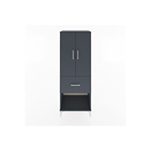 Hyperion Dolap 3 Raflı Tek Çekmeceli 2 Kapaklı 60x44x163 Antrasit-antrasit