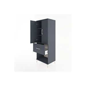 Hyperion Dolap 3 Raflı Tek Çekmeceli 2 Kapaklı 60x44x163 Antrasit-antrasit