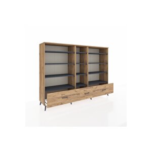 Hyperion Dolap 12 Raflı 3 Çekmeceli  220x44x163 Çam-antrasit/çam