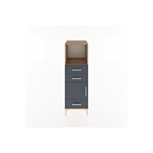 Hyperion Dolap 2 Raflı 3 Çekmeceli Tek Kapaklı 44x44x134 Çam-antrasit