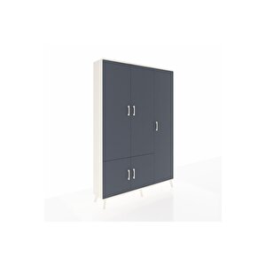 Arges Gardrop 7 Raflı 5 Kapaklı Tek Askılı 132x30x195 Aytaşı-antrasit