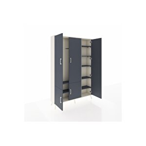 Arges Gardrop 7 Raflı 5 Kapaklı Tek Askılı 132x30x195 Aytaşı-antrasit