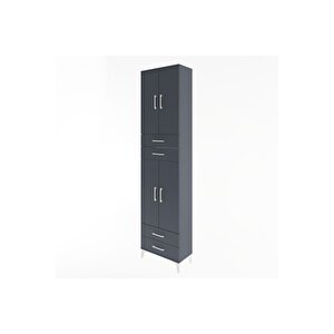 Arges Dolap 3 Raflı 4 Çekmeceli 4 Kapaklı 60x30x243 Antrasit-antrasit