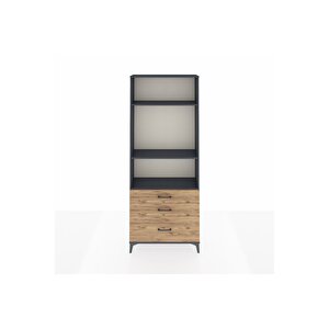 Arges Dolap 3 Raflı 3 Çekmeceli 88x30x221 Antrasit-çam