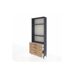 Arges Dolap 3 Raflı 3 Çekmeceli 88x30x221 Antrasit-çam