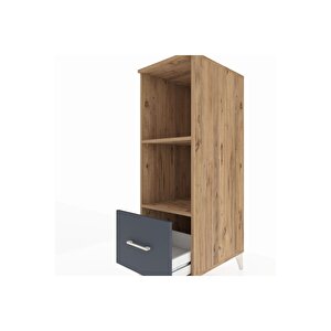 Kronos Dolap 2 Raflı Tek Çekmeceli 44x59x134 Çam-antrasit