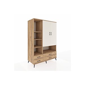 Kronos Dolap 8 Raflı 4 Çekmeceli 2 Kapaklı 132x59x195 Çam-aytaşı/çam