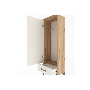 Arges Dolap Tek Raflı Tek Çekmeceli Tek Askılı 44x30x134 Çam-aytaşı