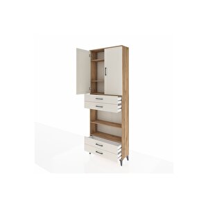 Arges Dolap 5 Raflı 4 Çekmeceli 2 Kapaklı 88x30x243 Çam-aytaşı